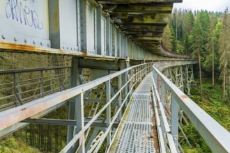 Railway bridge Ziemstal near Wysburg in the Thuringian Slate Mountains, Thuringia, Germany, Europe