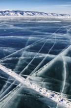 Cracks in the ice, Lake Baikal, Olkhon Island, Pribaikalsky National Park, Irkutsk Province,