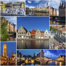 Mosaic collage storyboard of Belgium tourist views travel images