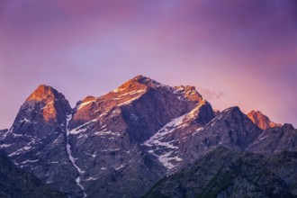 Sunset in Himalayas. Sangla valley, Himachal Pradesh, India, Asia