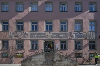 Historic Unicorn Pharmacy, Weissenburg, Middle Franconia, Bavaria, Germany, Europe