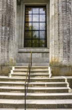 Detail of the north façade of the Walhalla Hall of Fame in Donaustauf on the Danube near