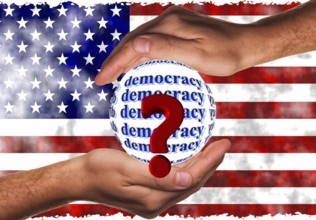 Symbolic image, democracy versus autocracy, US democracy in danger, EU and Germany under political
