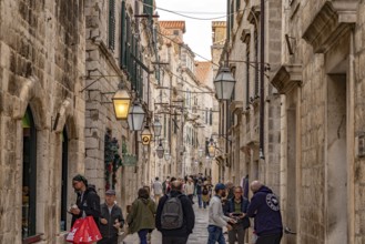 Alley in the old town centre of Dubrovnik, Croatia, Europe