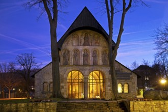 Cathedral vestibule of the former collegiate church in the evening, Imperial Palace Goslar, UNESCO