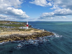 Portland Bill Lighthouse from a drone, Portland Bill, Isle of Portland, Dorset, England, United