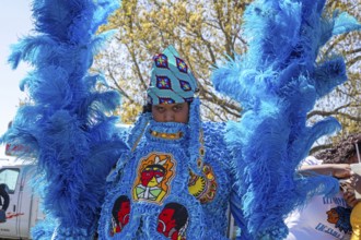 New Orleans, Louisiana - The Mardi Gras Indians' Super Sunday parade. African-Americans create
