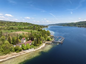 Aerial view of Oberstaad Castle, also Jacques Schiesser House on the southernmost part of the Höri