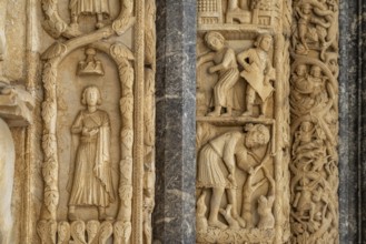 Detail of Radovan's portal of the Cathedral of St Lawrence in Trogir, Croatia, Europe