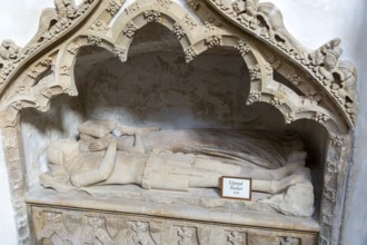 Tomb monument effigies Edmund Blanket d 1371 and wife, church of Saint Stephen, St Stephen's