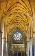 Vaulted roof ceiling inside Bristol cathedral church, Bristol, England, UK