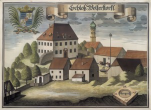 Wolfersdorf Castle around 1890, demolished castle in Wolfersdorf in the district of Freising in