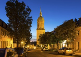 Night shot of the church of St Annen, Annaberg-Buchholz, Erzgebirge, Saxony, Germany, Europe