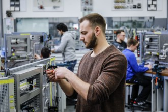 Remscheid, North Rhine-Westphalia, Germany - Trainees in electrical professions, an industrial