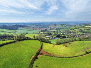 Farms and Fields over Torquay from a drone, Devon, England, United Kingdom, Europe