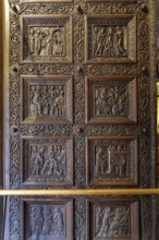 Carved wooden door of the Cathedral of St Domnius in Split, Croatia, Europe