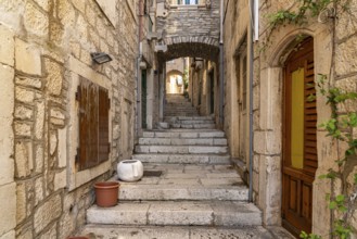 Staircase in the old town centre of Korcula, Croatia, Europe