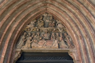 Tympanum, Mary's Entombment, St Andrew's Church, Weißenburg, Middle Franconia, Bavaria, Germany,