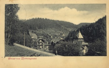 Historical postcard, picture postcard, climatic health resort Wölfelsgrund in Silesia, today