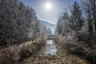 Jenbach, winter, ice, Bad Feilnbach, Bavaria, Germany, Europe