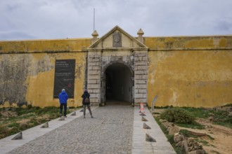 Sagres, Algarve, Portugal - Entrance gate to the Fortaleza de Sagres, fortress of Sagres. The