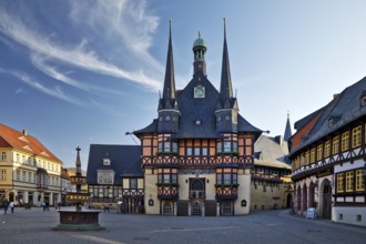 Market square with town hall, Wernigerode, Harz, Saxony-Anhalt, Germany, Europe