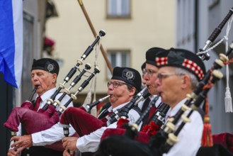 Bagpipe orchestra, Pipe concert, Sigmaringen, Baden-Württemberg, Germany, Europe