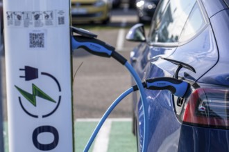 Electric car fast charging station, from the Dutch provider PowerGo, in the ferry harbour of