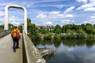 The Ruhr near Essen-Horst, Holtey floating bridge, Horster Ruhrbrücke campsite, North