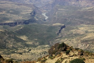 Landscape in the Choke Mountains, view into the valley, Ethiopia, Africa