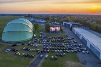 Drive-in cinema at Essen/Mülheim Airport Motor Movies, temporary film screening, at the WDL airship
