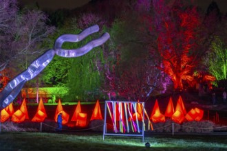 Parkleuchten, event in winter, in the Grugapark in Essen, many different light installations,
