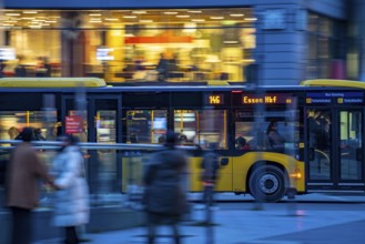 Essen main railway station, night bus, bus station, in Essen, North Rhine-Westphalia, Germany,