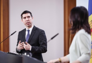 (R-L) Annalena Bärbock, Federal Minister for Foreign Affairs, meets Mihai Popsoi, Foreign Minister