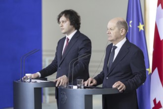 Federal Chancellor Olaf Scholz and Irakli Kobakhidze, Prime Minister of Georgia, at a press