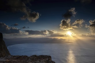 Sunset on a cliff on Lanzarote, Spain, Europe