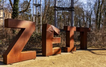 Art installation in front of the entrance to the former Alpenhaus, Historic Tuberculosis