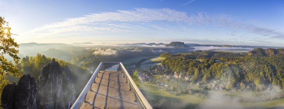 Sunrise in Saxon Switzerland, Rathen, Saxony, Germany, Europe
