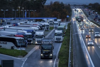 Rest area Ohligser Heide West, on the A3 motorway, direction Cologne, near Solingen, full truck