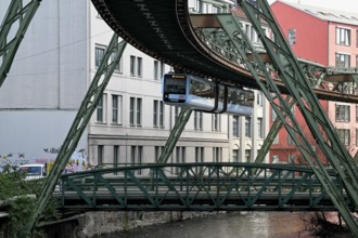 Suspension railway over the Wupper, Elberfeld district, Wuppertal, Bergisches Land, North