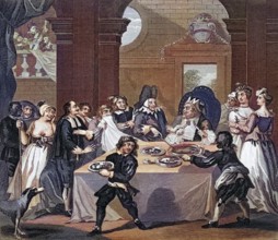 Sancho at the Feast Starved by his Physician From The Works of Hogarth published London 1833,