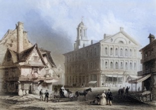 Faneuil Hall Boston Massachusetts USA, After a nineteenth century engraving by H. Griffiths after W