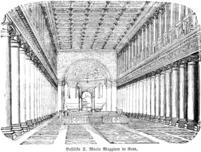 Basilica of Santa Maria Maggiore in Rome, interior, choir, columns, altar, apse, Italy, historical