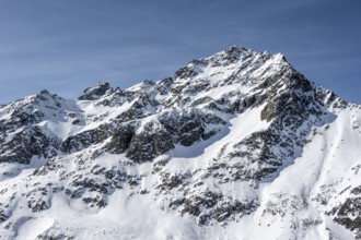 Peaks and mountains in winter, Sellraintal, Stubai Alps, Kühtai, Tyrol, Austria, Europe