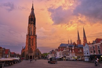 Delft, Netherlands, May 12, 2017: Nieuwe Kerk New Church protestant church on Delft Market Square