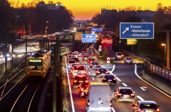 Motorway A40, Ruhrschnellweg, in Essen, route through the city centre, is affected by a possible