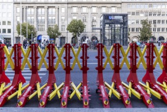 Protection against terrorist attacks in the capital. Mobile anti-terror blockade on the street