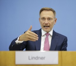 Christian Lindner (FDP), Federal Minister of Finance, presents the 2025 budget at the BPK. Berlin,