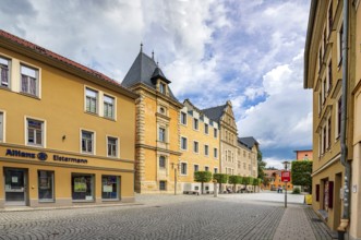 Marktstraße and district court Rudolstadt, Thuringia, Germany, Europe