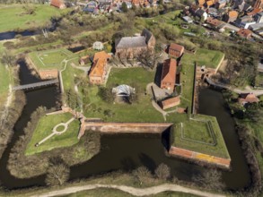 Aerial view of fortress Dömitz at the Elbe river, Germany, Europe